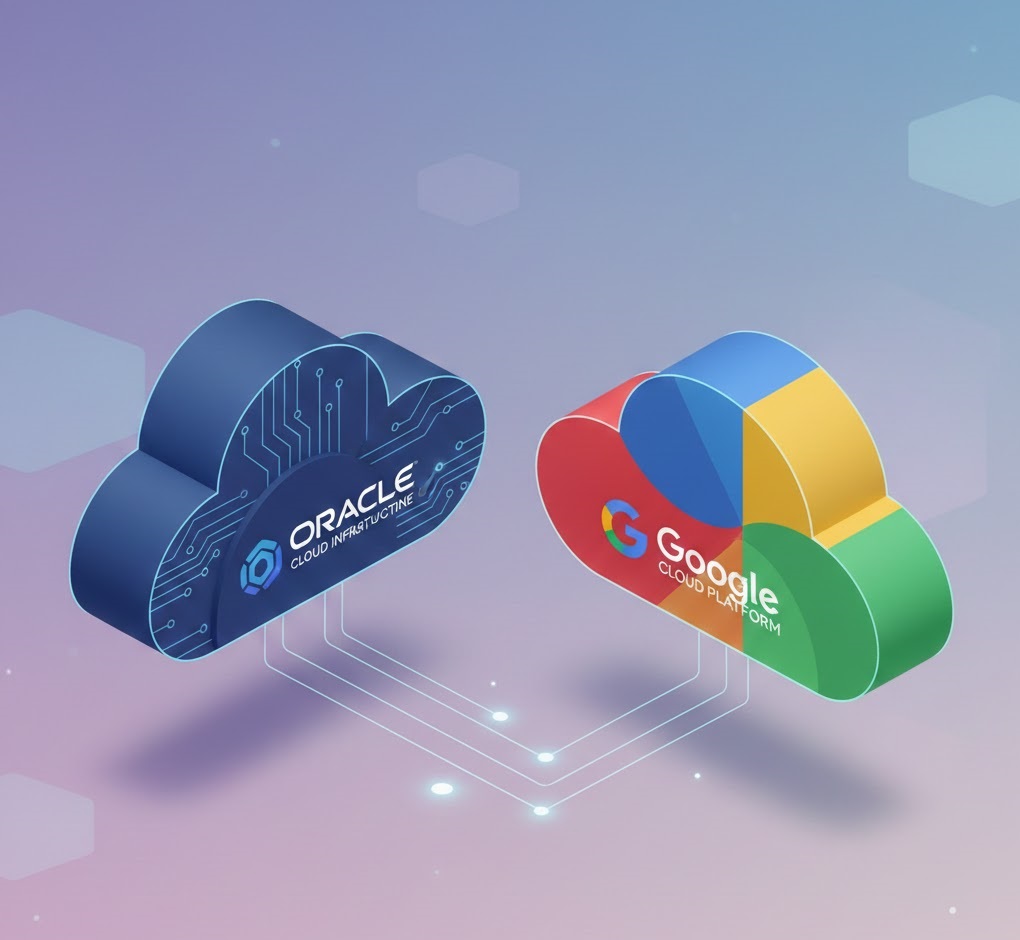Technical comparison chart of Oracle Cloud Free Tier vs Google Cloud Free Tier 2026