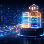 Diagram showing how a physical server is divided into multiple VPS servers