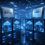 AMD EPYC vs Intel Xeon processors powering cloud VPS servers