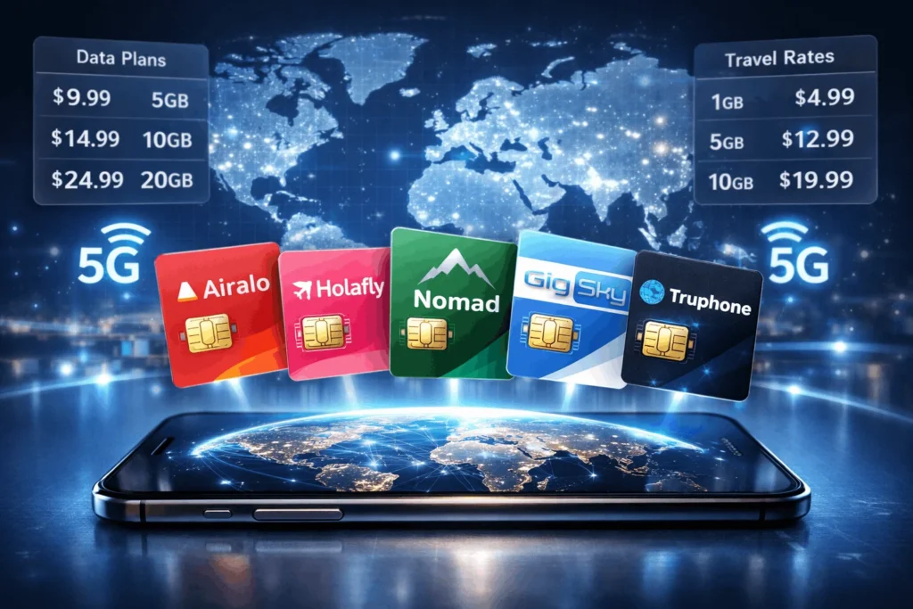 Comparison of the best eSIM providers in 2026 with pricing and coverage