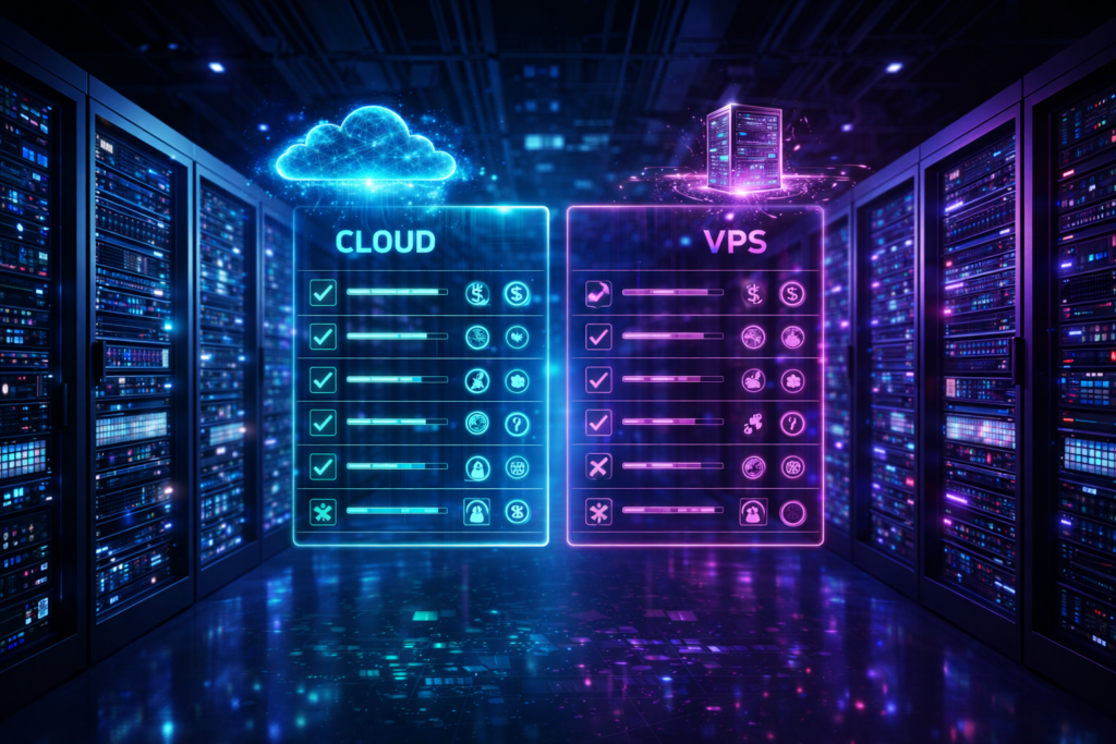 Modern datacenter environment representing VPS hosting provider infrastructure comparison