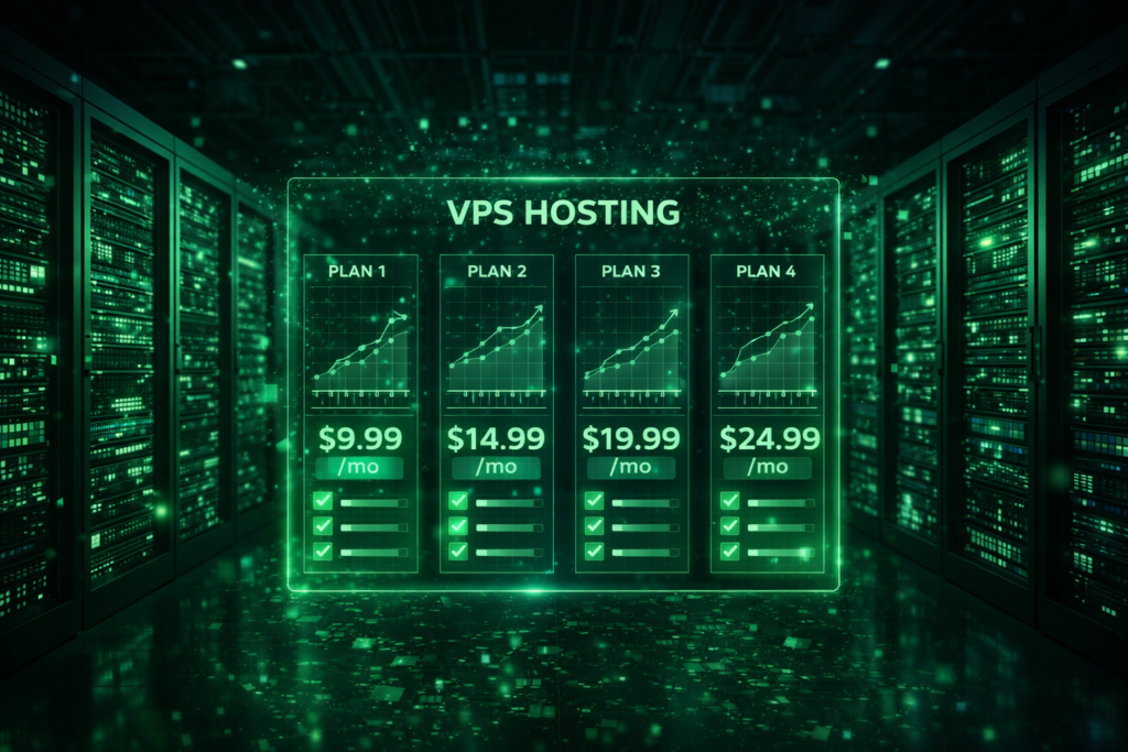 Modern datacenter infrastructure representing cheap VPS hosting servers