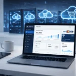 Building an online ecommerce store dashboard on laptop