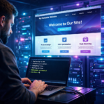 Developer deploying a website to a VPS server infrastructure
