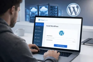 Installing WordPress on Bluehost hosting dashboard