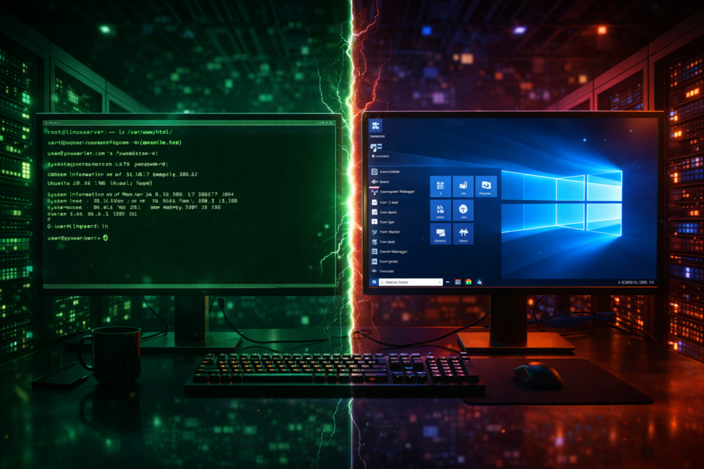 Comparison between Linux VPS server environment and Windows VPS server interface