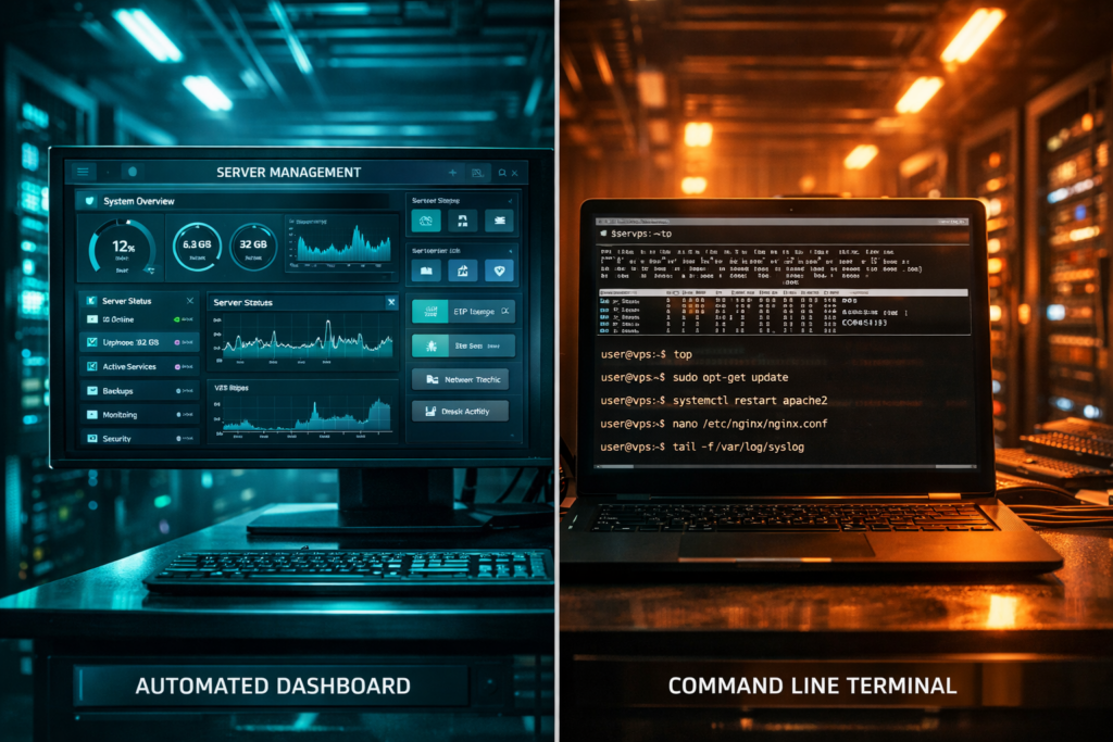 Comparison between managed VPS hosting services and unmanaged VPS server administration