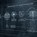 Technical diagram showing layered security architecture used to secure a Linux VPS server.
