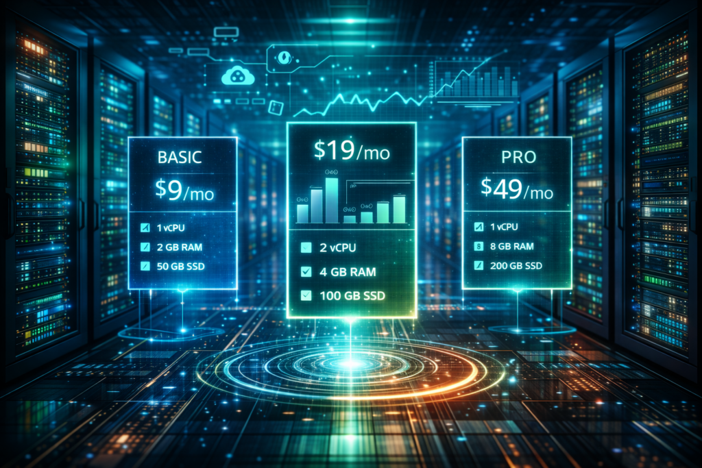 Visualization of VPS hosting pricing and server infrastructure costs