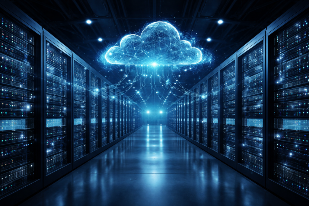 Modern datacenter infrastructure representing VPS server hosting technology