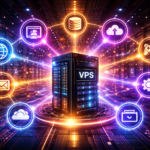 Illustration showing different applications and services that can run on a VPS server