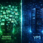 Comparison between shared hosting environment and isolated VPS server infrastructure
